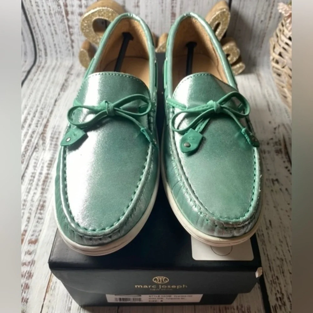 Marc Joseph Leather Cypress Hill Loafer’s in Glistening Turq Size 5 (6) NIB